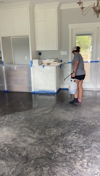 Hey y’all!!! This post has been a couple years in the making. I finally have enough before and after pictures of the process that I am able to share a tutorial on staining concrete floors. We have built 2 of our own homes and we are in the process of finishing the build of our middle childs home. We chose to stain the concrete in all 3 houses, first because they are SUPER easy to maintain and second to SAVE money. I also stained the concrete on our back porch in attempts to conce… Acid Stain Concrete Floors, Staining Concrete Floors, Stain Concrete Floors, Diy Stained Concrete Floors, Acid Stain Concrete, Finished Concrete Floors, Seal Concrete Floor, Concrete Floors Diy, Concrete Floors In House