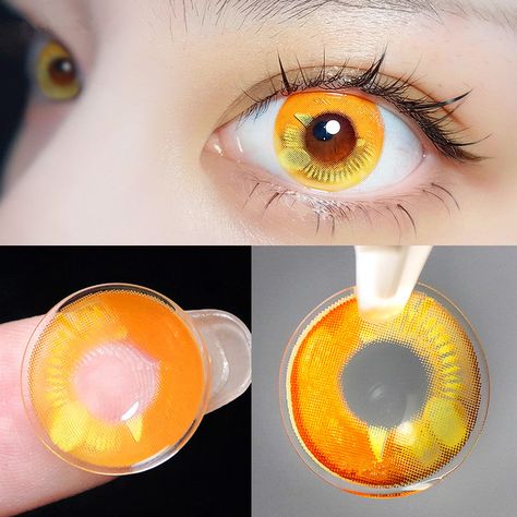 Orange Contact Lenses, Yellow Eye Contacts, Orange Contacts, Yellow Contact Lenses, Yellow Contacts, Zenitsu Cosplay, Brown Contact Lenses, Cosmetic Contact Lenses, Cosplay Contacts