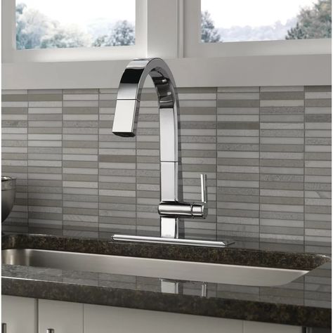 Delta Pivotal Pull Down Single Handle Kitchen Faucet & Reviews | Wayfair Modern Contemporary Kitchen, Modern Kitchen Faucet, Pull Down Kitchen Faucet, Pex Tubing, Beach House Kitchens, Bar Faucets, Kitchen Design Open, Single Handle Kitchen Faucet, Delta Faucets