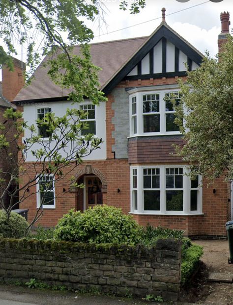 Double Fronted Edwardian House, 1930s Detached House Exterior Uk, Uk Detached House, 1950s House Exterior, British House Exterior, Edwardian House Exterior, Bay Window Exterior, Window Exterior, British Houses