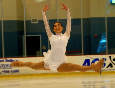 split jump amazing flexibility | Melinda's split jump; wearing her Joshua Jewel Custom Couture ... Figure Skating Jumps, Split Jump, Amazing Flexibility, Competition Dress, Sports Game, Sports Games, Ice Skating, Figure Skating, Skating