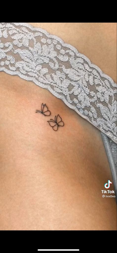 Petite Tattoos Butterfly, Discreet Tattoos For Women Hip, Mini Tats Butterfly, Butterfly Stick And Poke Tattoo, Stick And Poke Butterfly, Butterfly Stick And Poke, Dainty Butterfly Tattoos, Butterfly Small Tattoo, Tattoos For Women Dainty