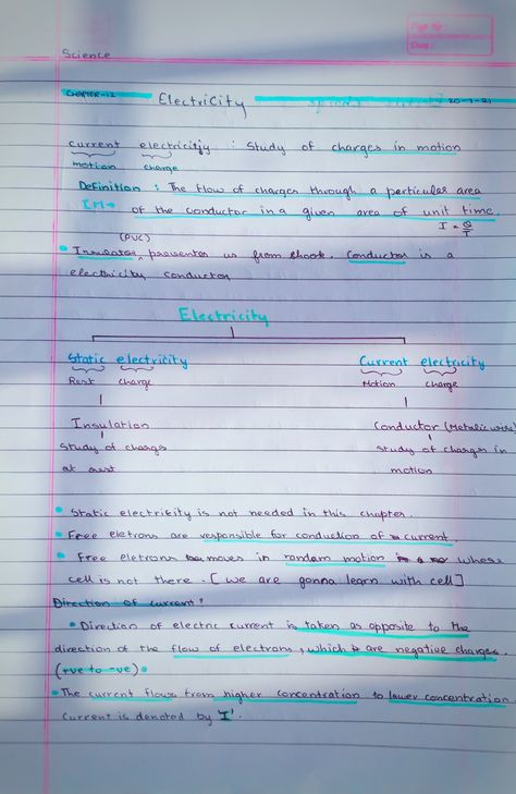 Beautiful and asthetic note taking formate❤️✨💫 Static Electricity Notes, Science Electricity, Physics Notes, Grade 10, Static Electricity, Study Notes, Note Taking, No Response, Physics