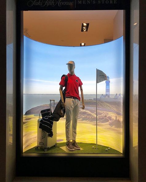 SAKS FIFTH AVENUE MEN'S STORE, New York, USA, “That awkward moment when someone asked you to choose between THEM or GOLF", photo by Millennium Signs & Display Inc., pinned by Ton van der Veer Golf Window Display, That Awkward Moment, Golf Theme, Retail Windows, Men Store, Sign Display, Container Store, Display Design, Retail Display