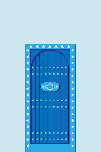 Traditional Door, Moroccan Art, Moroccan Culture, Vintage Windows, Blue City, Illustration Inspiration, Flat Illustration, Graphic Design Logo, Design Logo