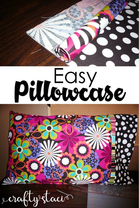 How to make an easy pillowcase using the burrito method from Crafty Staci Rice Warmers Diy Heating Pads, Sewing Pillow Patterns, Easy Pillowcase, Burrito Pillowcase, Pillow Case Crafts, Crafty Staci, Easy Gifts To Make, Pillow Cases Tutorials, Pillow Cases Diy