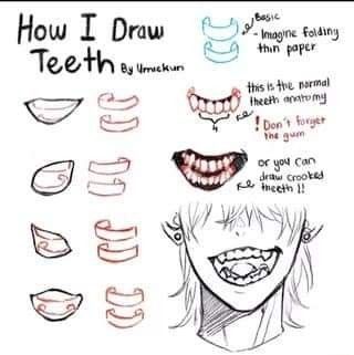 Draw Teeth, Teeth Drawing, Drawing Face Expressions, Mouth Drawing, Body Drawing Tutorial, Body Reference Drawing, Art Tools Drawing, Sketches Tutorial, Drawing Expressions