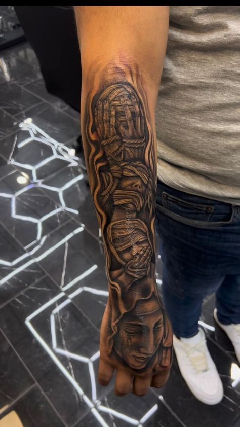 #fashion, #style, #outfitinspiration, #beauty Black Sleeve Tattoos For Guys, Heaven Tattoos For Men Forearm, Chest And Arm Tattoo Men Sleeve, Small Outer Forearm Tattoo Men, Risk Taker Tattoo Men Forearm, Half Sleeve With Hand Tattoo, Hand Half Sleeve Tattoo, Rare Hand Tattoos For Men, Custom Sleeve Tattoo Design