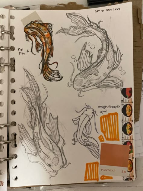 Monsters Plant Tattoo, Nature Art Reference, Watercolor Manga Art, Kio Fish Drawing, Sketchbook 1st Page Ideas, Drawing Decoration Ideas, Movement Art Drawing, Big Sketchbook Drawings, Cryptid Sketch