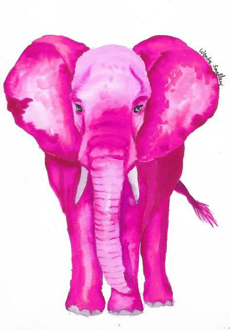 Song Stuck In Your Head, Reptile Room, Elephant Painting, Preppy Wallpaper, Elephant Art, Pink Elephant, 8x10 Print, Pink Watercolor, A Song