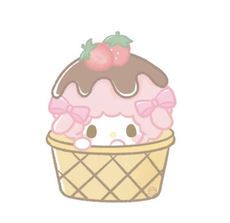 Cream Deserts, Hello Kitty Ice Cream, Only Angel, Chocolate And Strawberry, Hello Kitty Coloring, Hello Kitty Characters, Kitty Drawing, Cute App, Cute Food Drawings