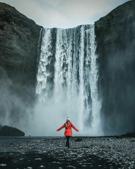 The beauty of Skogafoss! Iceland Moodboard, Iceland October, Iceland Skogafoss, Myvatn Iceland, Iceland Photoshoot, Iceland Outfit, Skogafoss Iceland, Iceland Travel Photography, Iceland Pictures