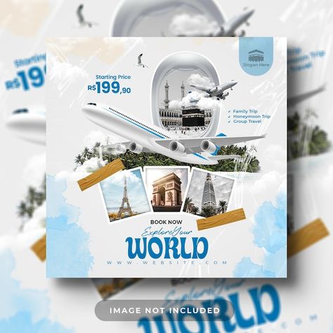 Travel and tour flyer social media post ... | Premium Psd #Freepik #psd #trip #vacation #travel #tourism Traveling Social Media Post, Travel Post Design, Travel Social Media Design, Travel Social Media Post, Trip Poster, Tour Flyer, Tourism Design, Travel Flyer, Travel Post