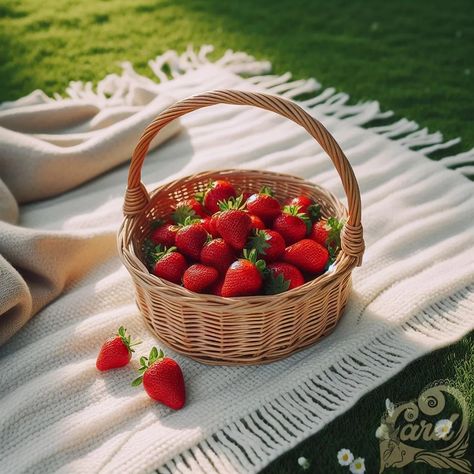 https://card9.com/ai/one-basket-of-strawberries Strawberry Basket, Strawberry Bag, Basket Picnic, Tiger And Bunny, Picnic Set, April 20, Picnic Basket, Surface Design, Strawberries