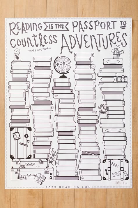 The 2023 Printable Reading Log - Everyday Reading Adventure Begins At Your Library Decorations, Book Tracker Bookmark Free Printable, Book Journal Printable, Log Book Ideas, 100 Book Challenge, Reading Incentives, Reading Log Printable, Reading Journal Ideas, Book Journal Ideas