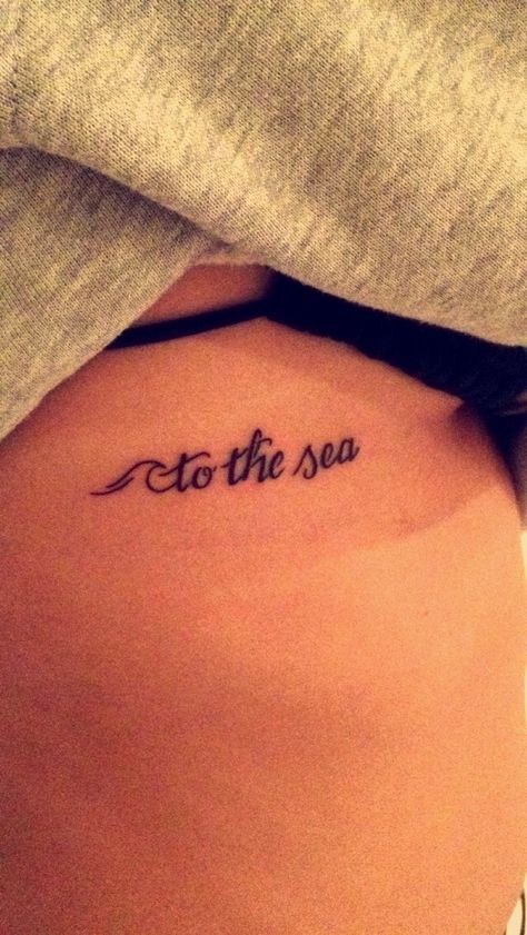 To the sea beach tattoo ribs Tattoo Ideas Beach, Small Beach Tattoos, Beachy Tattoos, Sea Tattoo, Ocean Tattoos, Beach Tattoo, Mermaid Tattoos, Waves Tattoo, Dream Tattoos