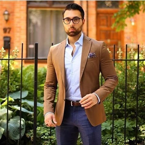 Tan Blazer Outfits, Sport Coat Outfit, Blazer Outfits Men, Mens Business Casual Outfits, Navy Dress Pants, Formal Clothing, Formal Men Outfit, Mens Fashion Blazer, Tan Blazer