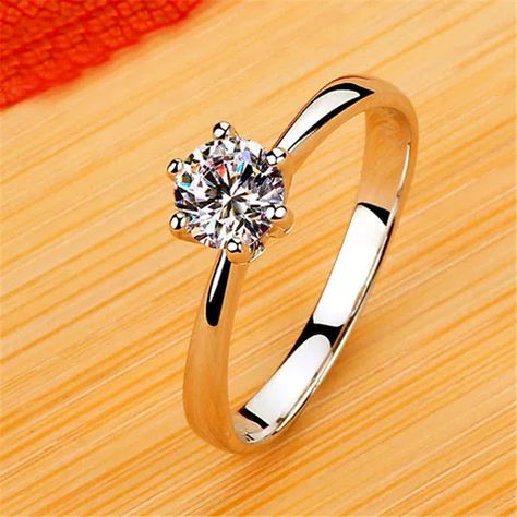 90% OFF Luxury Female Small Lab Diamond Ring Real 925 Sterling Silver Engagement Ring Solitaire Wedding Rings For Women|Rings| - AliExpress Solitaire Ring Designs, Engagement Ring Solitaire, Earrings Dangle Simple, Silver Engagement Ring, Wedding Engagement Gifts, Wedding Rings Solitaire, Crystal Dangle Earrings, Sterling Silver Engagement Rings, Birthday Jewelry Gift