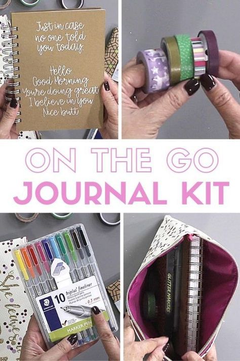 Create your own DIY Travelers Journal Kit with these essentials! You'll have the best journal supplies and be prepared for when creativity strikes where ever you are! #TravelersJournal #journalkit #journalessentials #onthegojournaling Journal Kit Ideas, Travelers Journal, Travel Art Kit, Travel Journal Scrapbook, Diy Travel Journal, Diy Essentials, Journaling Kits, Kit Ideas, Journal Supplies