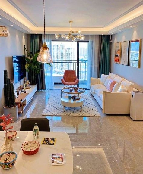 Living Room 20 M2, Condo Interior Design 2 Bedroom, 700 Sq Ft Apartment Decor, Living Room With Dining Area Apartment, Condo Unit Interior Design, Small Living Room Dining Room Combo, Modern Interior Design Living Room, Condo Interior Design, Living Room Dining Room Combo