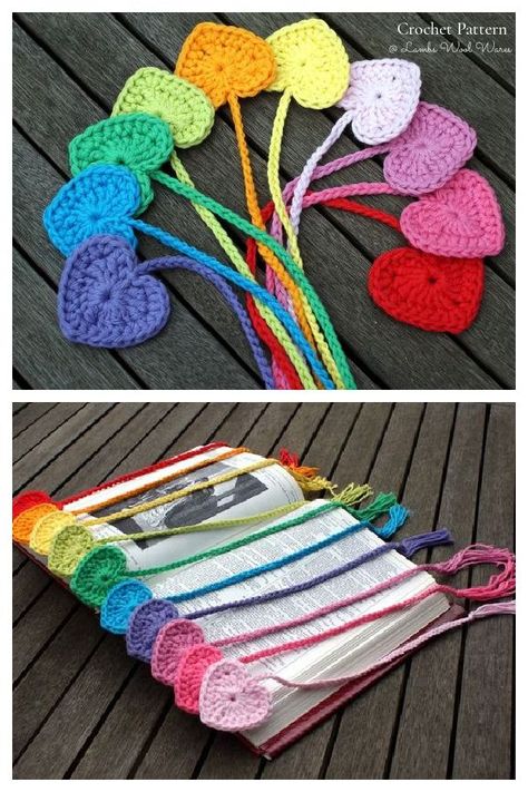 Valentine Heart Bookmark Crochet Patterns Crochet Bookmarks Free Patterns, Easy Crochet Bookmarks, Crocheted Hearts, Coaster Patterns, Crochet Valentine Patterns, Heart Coaster, Bookmark Crochet, Crochet Hearts, Crochet Bookmark Pattern