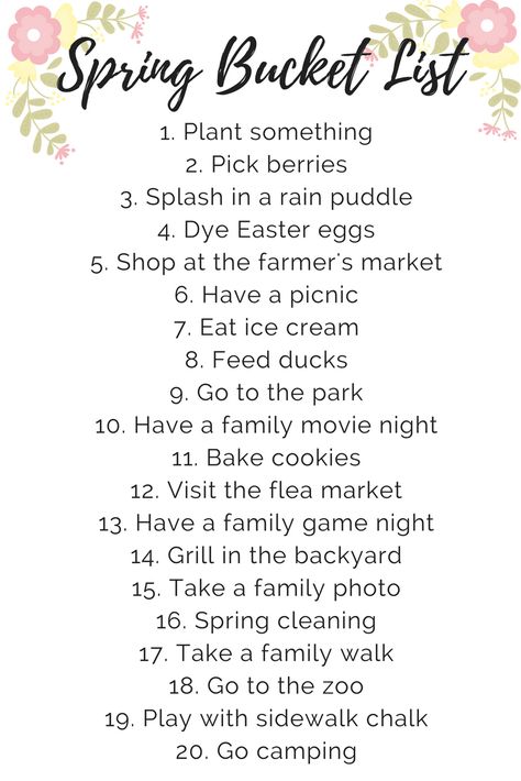 A kid and toddler-friendly spring bucket list with fun ideas for activities to do as a family with your kids this spring. Spring Bucket List, Spring Break Party, Spring Basket, Spring Fun, Summer Fun List, Spring Activities, Camping Ideas, Summer Bucket Lists, Summer Bucket