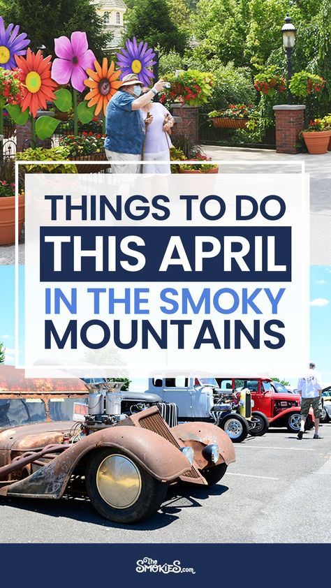 Looking for upcoming events and things to do in Sevierville, Pigeon Forge and Gatlinburg this April 2021? With so much to see and do in The Smoky Mountains – we thought it would be helpful to create this little April round-up of upcoming local events throughout the Smokies! For a complete events calendar, check out our events calendar page. From live music to crafts and special festivals at Dollywood, you won't want to miss spring in the Smoky Mountains! Gatlinburg Tennessee In April, April Vacation, Gatlinburg Tennessee Vacation, Smokey Mountains Vacation, Mountains Tennessee, Smoky Mountains Tennessee, Mountains Vacation, Gatlinburg Vacation, Southern Travel