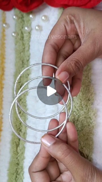 Bangle Hack For Dress, Bangles Art Crafts, Crafts With Bangles, Diy Handmade Bracelets, Old Bangles Crafts Ideas, Bangles Craft, Crochet Bangles, Beads Bangles, Bangle Earrings