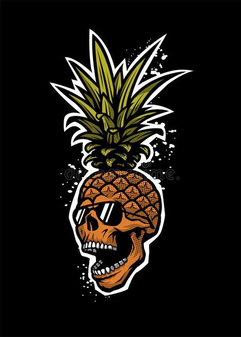 Pirate Skull Tattoos, Pineapple Skull, Green Skull, Small Tats, Tiki Totem, Wallpaper Wa, Shirt Graphics, Graffiti Cartoons, Skull Tattoos