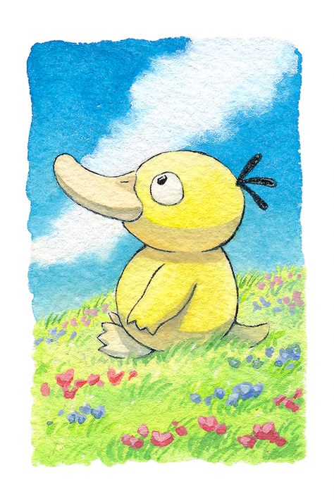 Psyduck Art, Ghibli Cute, Pokemon Watercolor, Pokemon Painting, Pokemon Photo, Pokemon Sketch, Pokemon Bulbasaur, Paint Inspo, Pokémon Art