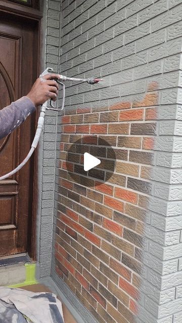 How To Update Brick House Exterior, Repainting Brick House, Painted House Brick Exterior, Painted House Brick, Painting My Brick House, House Brick Paint Exterior, Brick Design House, Plaster Over Brick Exterior, Bricks House Design Exterior