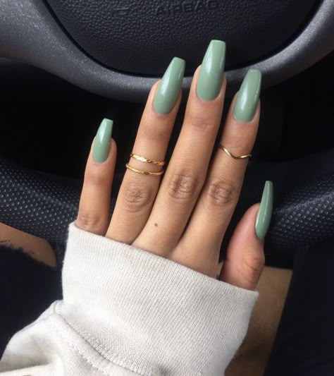 Like what you see? Follow me for more: @ᴘʀɪɴᴄᴇss sᴀʀᴀ insta :@sᴀʀᴀʟᴇxɪ21✨ Sage Green Acrylic Nails, Green Acrylic Nails, French Pedicure, Acrylic Nails Coffin, Nails Coffin, Cute Nail Designs, Nail Designs Summer, Best Acrylic Nails, Gorgeous Nails