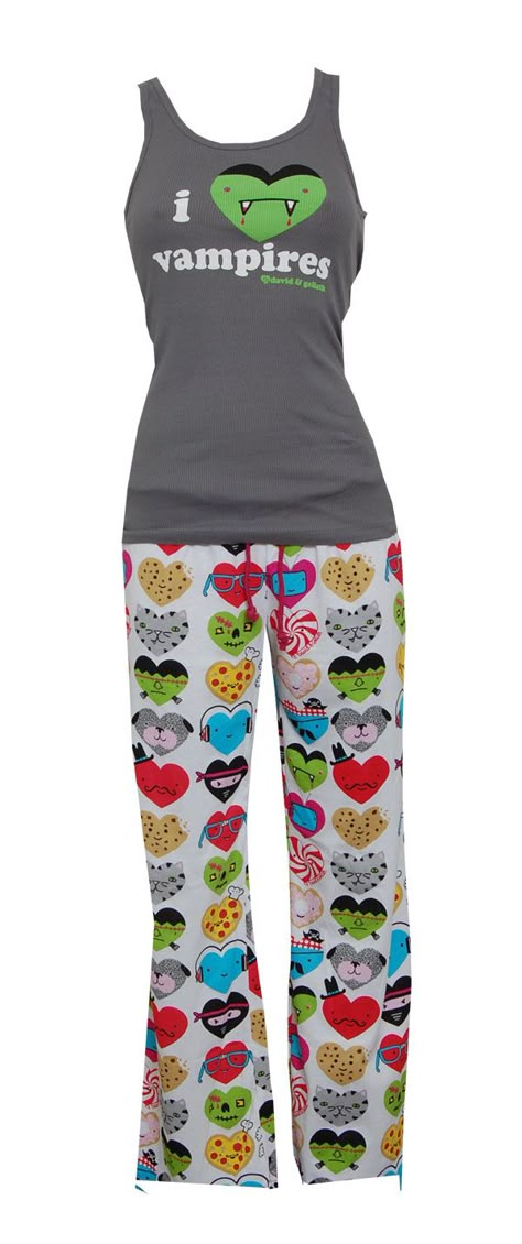 David & Goliath I Heart Vampires Tank & Pant Set Scene Pjs, I Heart Vampires, Scene Pants, Scene Clothing, David Goliath, Scene Outfits, Scene Fashion, Scene Kids, 2000s Fashion Outfits