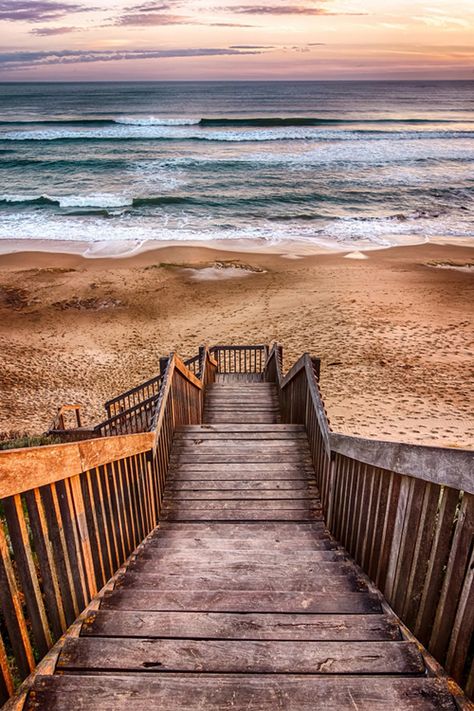 Daily Inspiration #1798 Australia Beach, Ocean Grove, Wooden Stairs, I Love The Beach, Beach Living, Beach Time, Ocean Beach, Beach Life, Beautiful Beaches