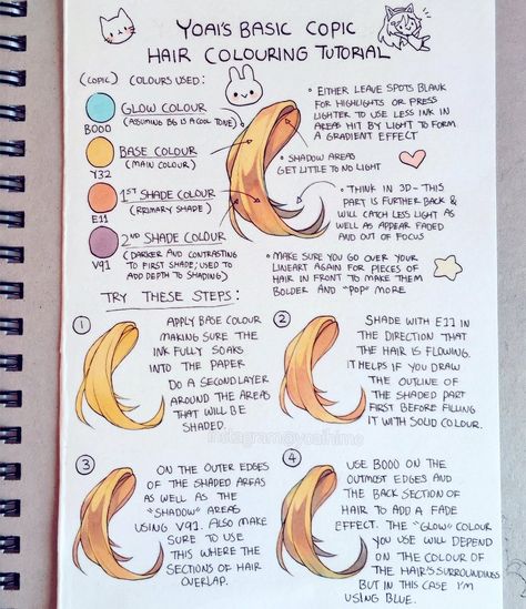 How To Shade Hair With Alcohol Markers, How To Draw Hair With Alcohol Markers, How To Color Hair With Alcohol Markers, Marker Hair Tutorial, Marker Hair Drawing, Alcohol Marker Drawing Tips, Alcohol Marker Hair Tutorial, Yoaihime Tutorial, How To Colour With Alcohol Markers