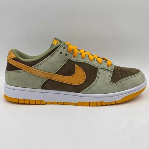 Reasonable Offers Accepted New In Box And Perfect Colors For The Change Of Season So Come Grab A Deal! Dusty Olive, Brown, And Pro Gold Suede Make Up The Majority Of The Nike Dunk Low Dusty Olive’s Upper. Brown Canvas Wraps Around The Heel Leading To A White Embroidered "Nike" Logo Resting On A Pro Gold Suede Heel Tab. A Pro Gold Outsole And White Midsole Finish Up This New Nike Dunk Retro. Dunk Low Dusty Olive, Embroidered Nike Logo, Embroidered Nike, Nike Gold, Brown Canvas, Nike Dunk Low, Dunk Low, Changing Seasons, Shoes Nike