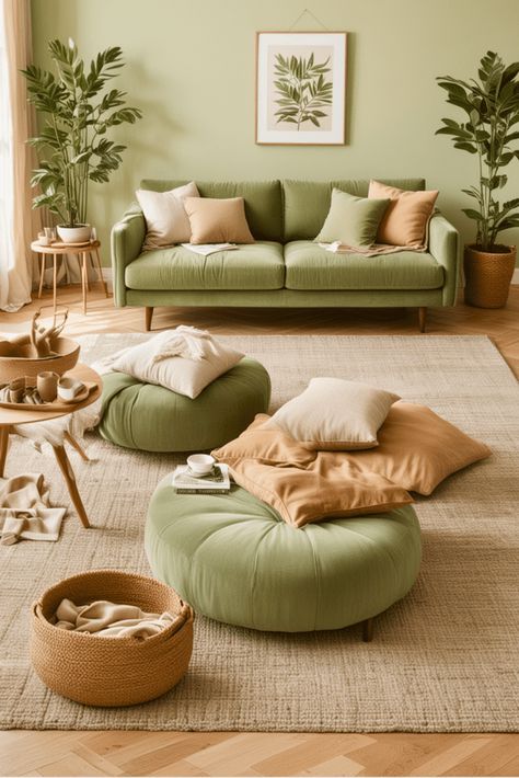 18 Sage Green Living Room – The Crafty Hacks Sage Green Interior, Living Room Design Green, Sage Living Room, Coastal Chic Living Room, Japandi Living Room Design, Sage Green Living Room, Green Sofa Living Room, Dnevna Soba, Green Living Room