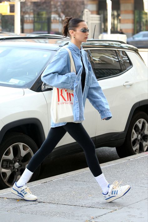 Blue Adidas Shoes, Nyc October, Adidas Outfit Shoes, Adidas Forum Low, Forum Low, Bella Hadid Outfits, Adidas Forum, Classy Work Outfits, October 7