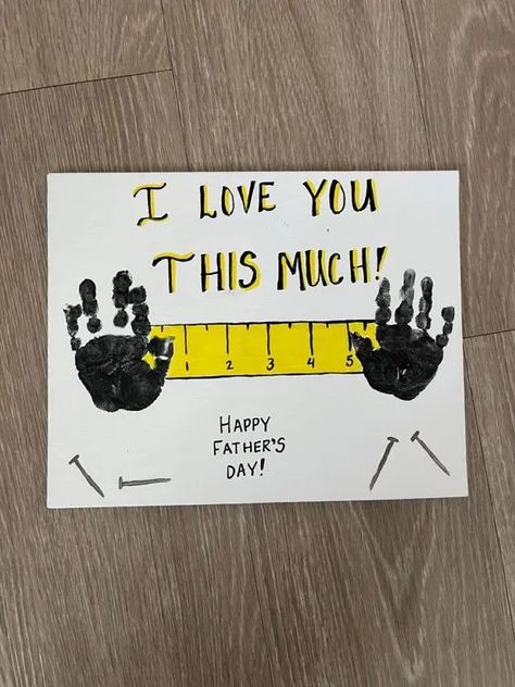 Kids Crafts Fathers Day, Father’s Day Art Ideas For Toddlers, Fathers Day Crafts For Kids Handprints, Nicu Fathers Day Craft, Dads Birthday Craft, Preschool Dads Day Crafts, Construction Handprint Art, Mothers Day Gifts Preschool Crafts, Crafts For Father's Day For Toddlers