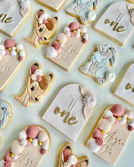 Birthday cookies decor ideas, birthday cookies decor inspo, cute birthday cookies, cute cookies, 1st birthday cookies, Cute Birthday Cookies, Bambi Cookies, Decor Ideas Birthday, Cookies Cute, Birthday Theme Decoration, Royal Iced Cookies, Disney Cookies, Sweet 16 Birthday Cake, Woodland Birthday Party