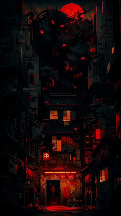 Scary Christmas Wallpaper, Maroon Wallpapers Aesthetic, Demon City, Japan Wallpaper, Spooky World, Japanese Wallpaper Iphone, Scary Christmas, Red And Black Wallpaper, Pixel Art Background