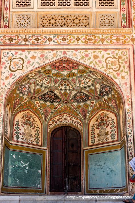 Left Side of Ganesh Pol Amer Fort Jaipur Amer Fort Jaipur, City Palace Jaipur, Amer Fort, Italy Villa, Front Door Design Wood, Shopping Food, Mughal Architecture, Gorgeous Doors, Indian Architecture