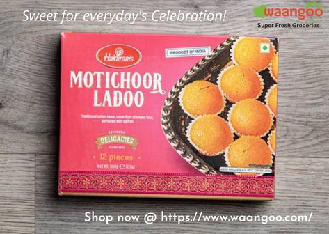 The mouth watering motichoor laddu sweets, its like a party in you mouth…. Now Available at #Waangoofreshgroceries! #sweets #haldirams #motichoorladdu #waangooapp #sweetsonline #sgshopping #sweetssingapore #onlineorder #haldiramssweets Fresh Groceries, Mouth Watering, Snacks