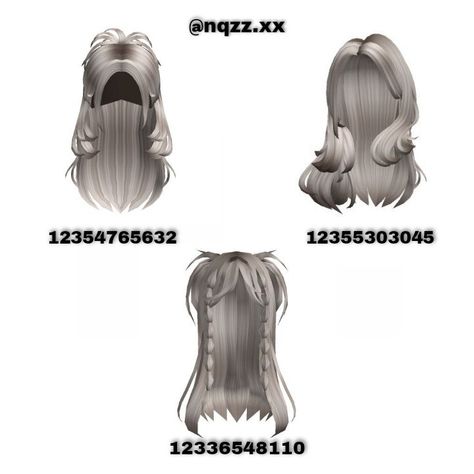 Ash Blonde Hair Roblox Code, Roblox Grey Hair Codes, Roblox Silver Hair Codes, Code Brookhaven, Cute Egirl, Roblox Ids, Brookhaven Codes, Roblox Hair, Roblox Brookhaven