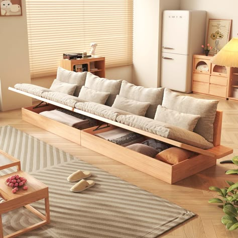 JASIWAY Cotton Line Beige Sofa With Wood Frame - Bed Bath & Beyond - 36951985 Sofa With Wood, Diy Sofa Bed, Organic Modern Living Room, Conversation Pit, Wooden Sofa Designs, Cob House, Beige Sofa, Simple Furniture, House Furniture Design