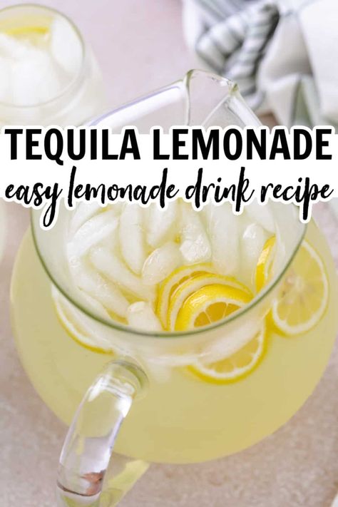 Tequila Lemonade brings your outdoor parties and summer BBQs to life! Enjoy a cool and refreshing drink that combines tequila with freshly squeezed lemonade. Made from just five simple ingredients, this grown-up version of everyone's favorite Summer beverage is the perfect addition to any party. Tequila and Lemonade | Simply Lemonade | Lemonade Cocktail | Cocktail and Mocktail | Lemonade Drinks | Tequila Cocktails | Lemonade Recipe | Mocktail Lemonade, Tequila And Sprite, Tequila Lemonade, Jalapeno Lemonade, Cosmopolitan Drink Recipe, Adult Lemonade, Tequila And Lemonade, Drinks Tequila, Coconut Tequila