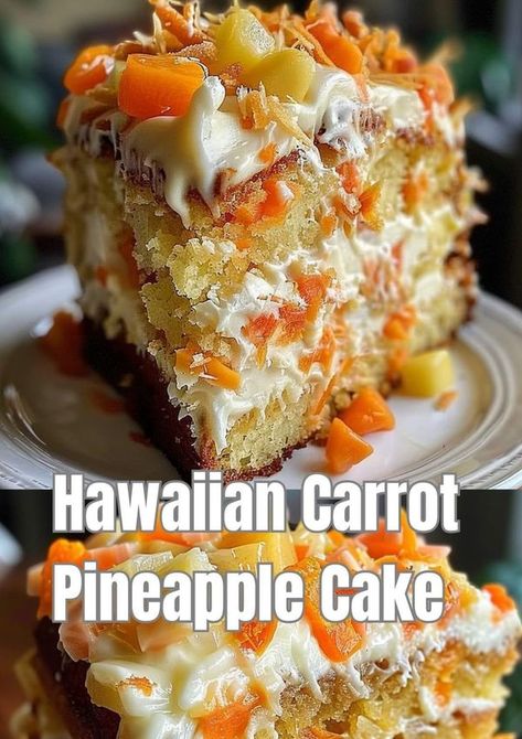 Healthy Slow Cooker Recipes!> | Hawaiian Carrot Pineapple Cake🌴🥕🍍 | Facebook Carrot Pineapple Cake, Carrot Cake With Pineapple, Carrot Cake Recipe Easy, Carrot Cream, Moist Carrot Cakes, Sweet Carrot, Bake Goods, Tropical Twist, Special Desserts