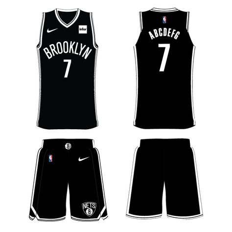 Brooklyn Nets Uniform Road Uniform (2017/18-Pres) - Brooklyn Nets 'icon' uniform. SportsLogos.Net Road Logo, Devils Night, Word Mark Logo, Virtual Museum, Sports Logos, Nba Teams, Brooklyn Nets, Sports Logo, Outer Banks