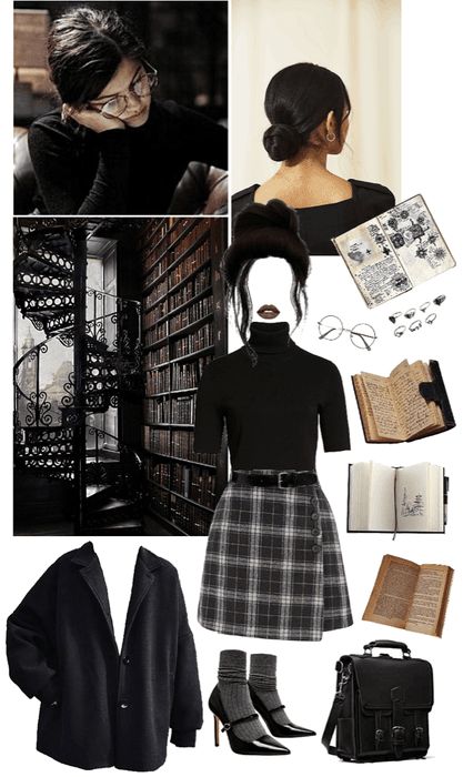 Dark Academia Professor Outfit, Mortician Outfits, Grey Academia Outfit, Winter Dark Academia Outfits, Dark Vintage Outfits, Dark Academia Outfit Black, Dark Academy Aesthetic Outfit, Dark Academia Fashion Black, Goth Academia Outfit