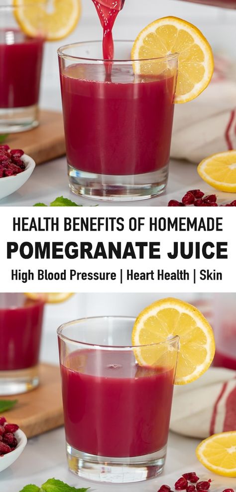 How to make homemade pomegranate juice, which is great for overall heart health and may help to reduce HBP! It's also very beneficial for your skin and immune system. #healthydrinks #juicerecipes Pomegranate Juice Benefits, Beet Juice Benefits, Beet Juice Recipe, Superfood Drinks, Juice Benefits, Juicing With A Blender, Fresh Beets, Ginger Smoothie, Beet Recipes